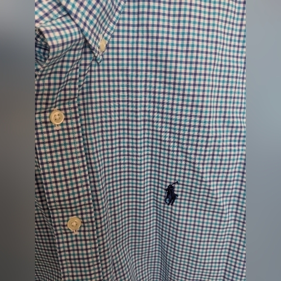 Ralph Lauren Men's blue and purple plaid cotton button down | size L - Picture 8 of 8